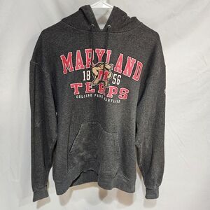 Champion College Print HOODIE L Gray Cotton Polyester Maryland Terps